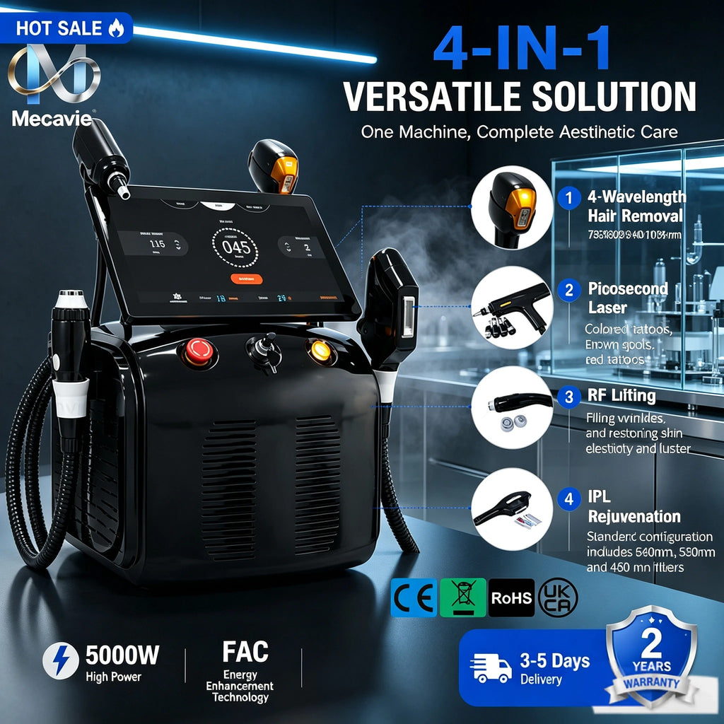 4000W 4 In 1 Soprano Titanium FAC Diode Laser 755/808/940/1064nm Permanent Hair Removal IPL Tattoo Removal Salon Machine