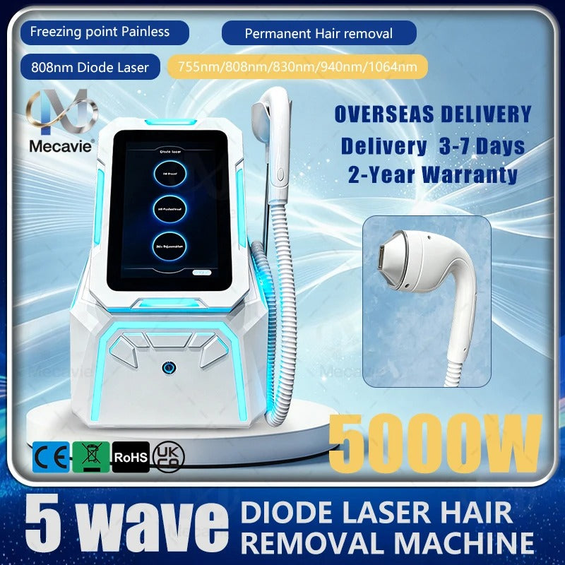 Upgraded Mecavie 5000W Hair Removal Diode Laser 10 Bars FAC Collimation 5Waves Sapphire Ice Painless Permanent Beauty Salon Unit