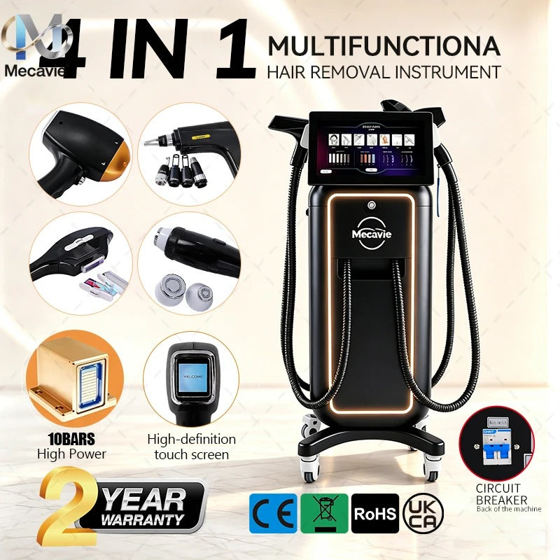 4 IN 1 Soprano Titanium Ice Platinum RF Diode 755 808 830 940 1064nm 5 Wave Laser ND:YAG Machine Painless Hair Removal Machine 200 sold