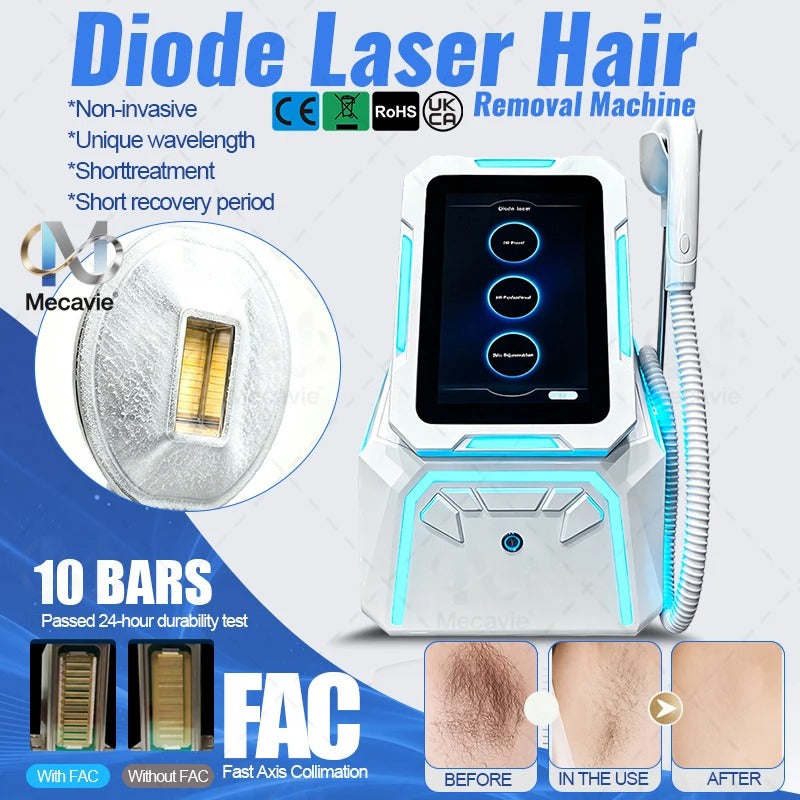 Upgraded Mecavie 5000W Hair Removal Diode Laser 10 Bars FAC Collimation 5Waves Sapphire Ice Painless Permanent Beauty Salon Unit
